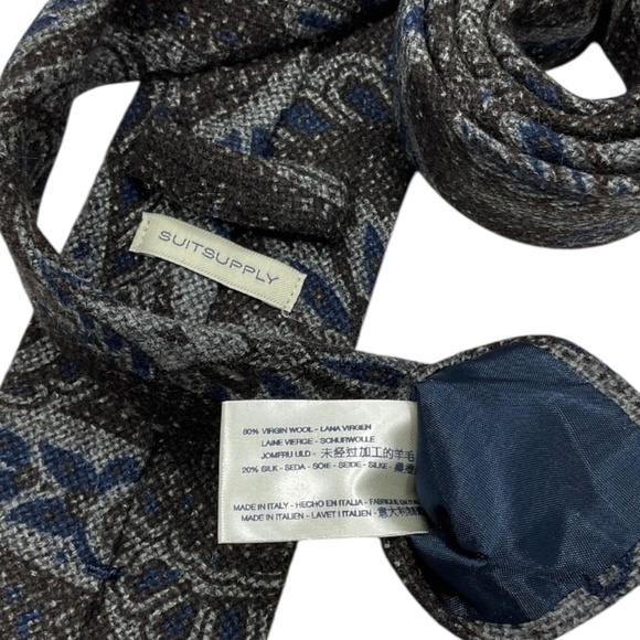 SUITSUPPLY XL Blue/Brown Paisley Wool Blend LUXURY Tie ITALY - Picture 3 of 5